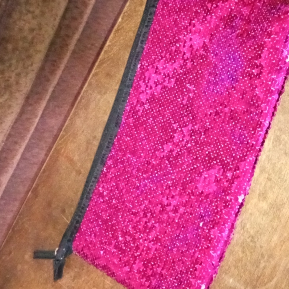 CHI Zipper Tool Bag Pink & Silver Flip Sequins